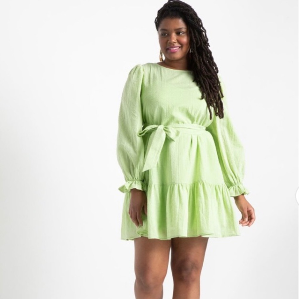 ELOQUII Textured Cotton Day Dress